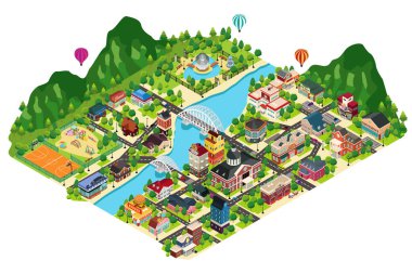 Isometric Şehir Haritasının vektör çizimi