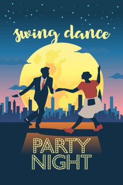 Swing Dance Poster Afişinin vektör çizimi 