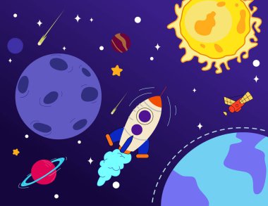 Dış Uzay Galaksisi Roketinin bir vektör çizimi