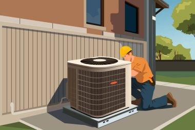 HVAC Klima İşçisi Teknisyeninin vektör çizimi
