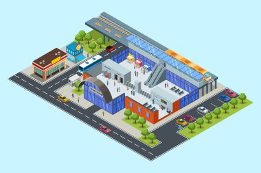 Isometric Tren İstasyonu Toplu Taşımacılık 'ın vektör çizimi