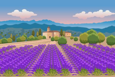 Fransa Lavanta Alanları Seyahat Hedefinin bir vektör çizimi