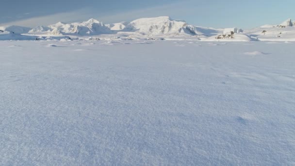 Panorama Van Wetenschappelijke Basis Eindeloos Eindeloos Polaire Besneeuwde Antarctica Woestijn — Stockvideo