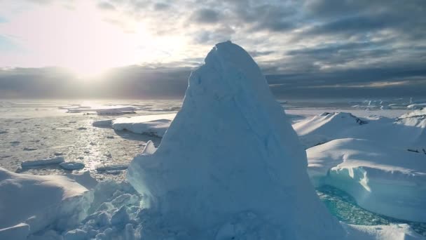 Wielka Antarktyda Lodowcowa Panorama Zachodu Słońca Antarktyda Zapierające Dech Piersiach — Wideo stockowe