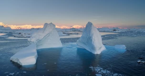 Fedezze Fel Antarktisz Természetét Olvadó Kék Víz Jéghegy Lebeg Jeges — Stock videók