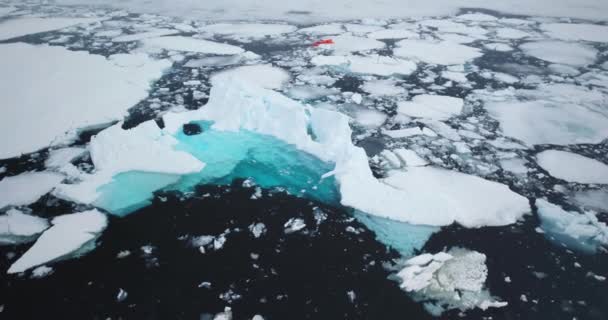 Jeges Tengeri Jég Sodródik Hideg Vízben Olvadó Kék Jéghegyek Lezuhant — Stock videók