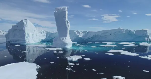 Global climate change: nature is declining, glaciers melting. Rising seas and world warming problem. Amazing environment of Antarctica, South Pole. Cinematic drone shot of ecology issue