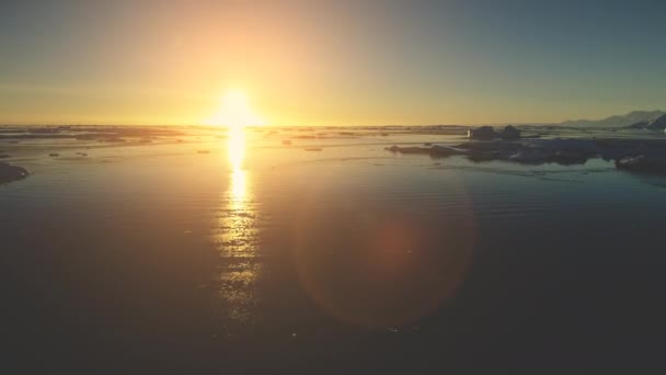 Antarctica Sunset Epic Aerial View Drone Flight Fast Time Lapse — Stock Video
