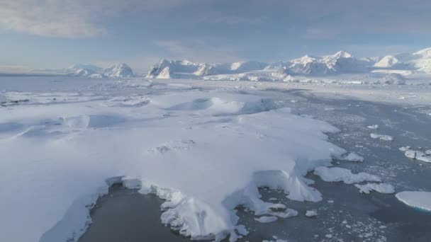 Glaciar Blanco Península Antártica Primer Plano Disparo Aéreo Vista Panorámica — Vídeos de Stock