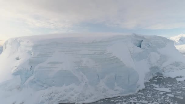 Vit Glaciär Antarktiska Halvön Aerial Sköt Närbild Antarktis Panorama Drönare — Stockvideo