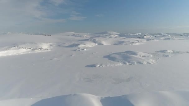 Antarctica Luchtfoto Majestueuze Drone Landschapsmening Sneeuw Bedekt Arctic Extreme Natuur — Stockvideo