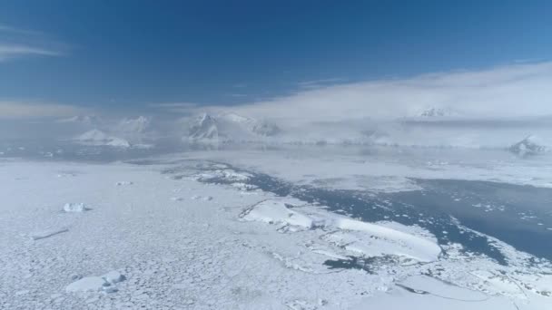 Antarktis Panorama Kust Natur Bergslandskap Flygutsikt Arctic Snow Winter Ocean — Stockvideo