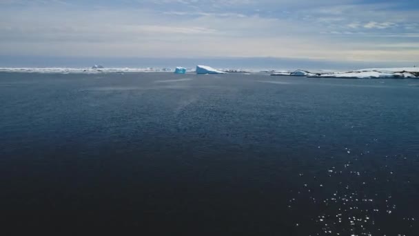 Antarktická Modrá Oceánská Voda Letecký Pohled Antarktida Ocean Coast Open — Stock video