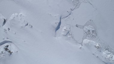 Antarktika Sahil Buzulu Açık Deniz Hava Görüntüsü. Arktik Göl Yüzen Buz Görkemli Manzarası Küresel Isınma Uçağı Uçağı
