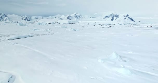 Політ Над Замерзлою Панорамою Антарктичного Півострова Пустеля Біла Земля Снігових — стокове відео