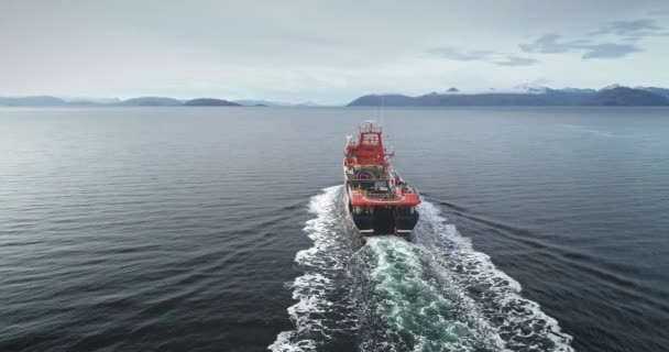 Gran Barco Rompehielos Rojo Aguas Oceánicas Polares Antártida Barco Excursión — Vídeos de Stock