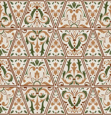 Dantelli klasik dikişsiz vintage desen, elle çizilmiş vektör çizimi