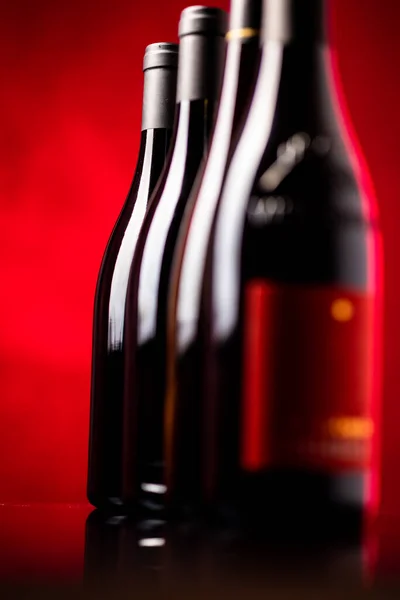 Bottles Quality Red Wines Shot Shallow Dof Color Toned Image — Stock Photo, Image