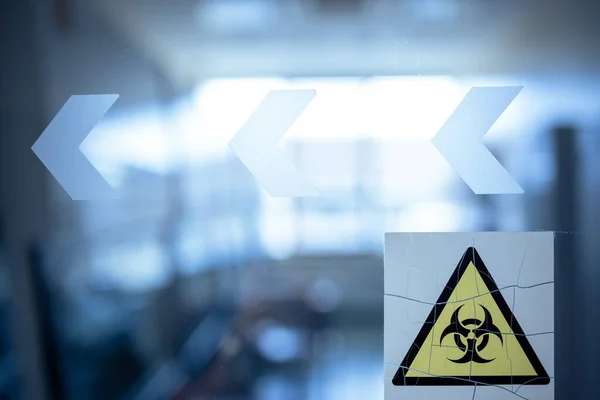 Biochemistry Lab Biohazard Sign Door — Stock Photo, Image
