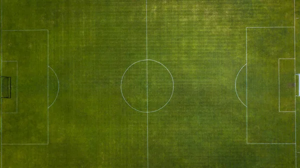 Aerial View Green Football Soccer Pitch Top View Green Empty — Stock Photo, Image