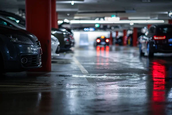 Estacionamento Subterrâneo Garagem Dof Raso Cor Tonificada Imagem — Fotografia de Stock