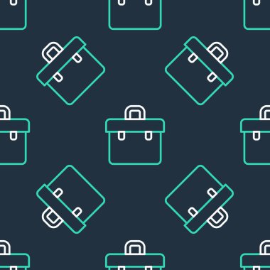 Çizgi Evrak Çantası simgesi siyah arkaplanda izole edilmiş. İş ilanı. İş portföyü. Vektör.