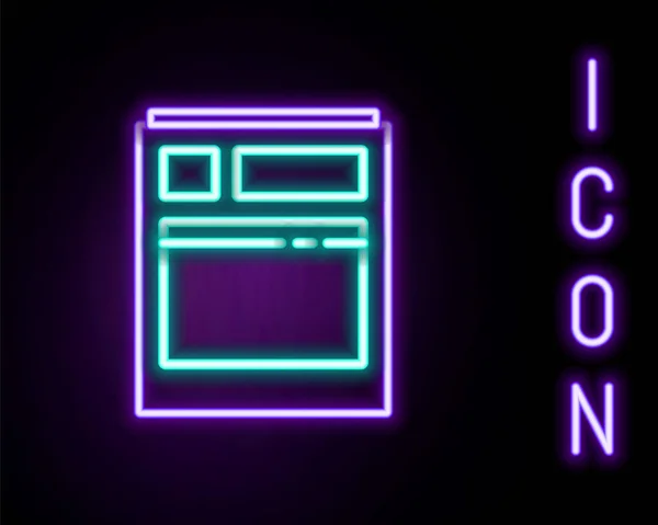 Glowing Neon Line Kitchen Dishwasher Machine Icon Isolated Black Background — Stock Vector