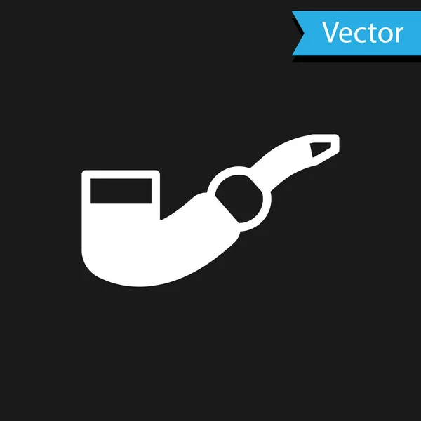 Icono Pipa Blanca Aislado Sobre Fondo Negro Pipa Tabaco Vector — Vector de stock