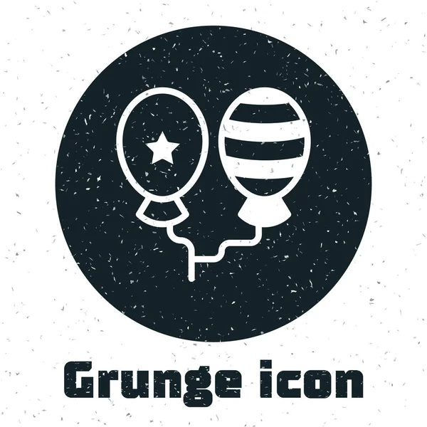 Ballons Grunge Avec Icône Ruban Isolé Sur Fond Blanc Joyeux — Image vectorielle
