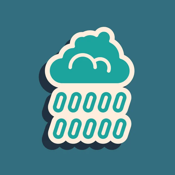 Зелена Хмара Піктограмою Дощу Ізольована Зеленому Тлі Дощ Хмарно Краплями — стоковий вектор