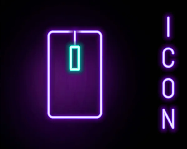 Zářící Neonová Čára Ikona Počítačové Myši Izolovaná Černém Pozadí Optický — Stockový vektor