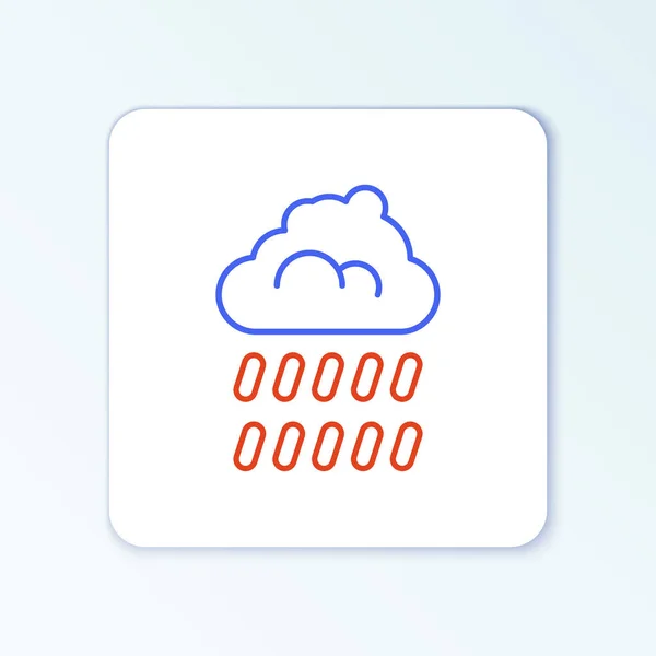 Nube Línea Con Icono Lluvia Aislado Sobre Fondo Blanco Precipitación — Vector de stock