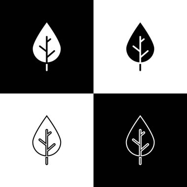 Yaprak simgesini siyah beyaz arkaplanda izole et. Taze doğal ürün sembolü. Vektör.