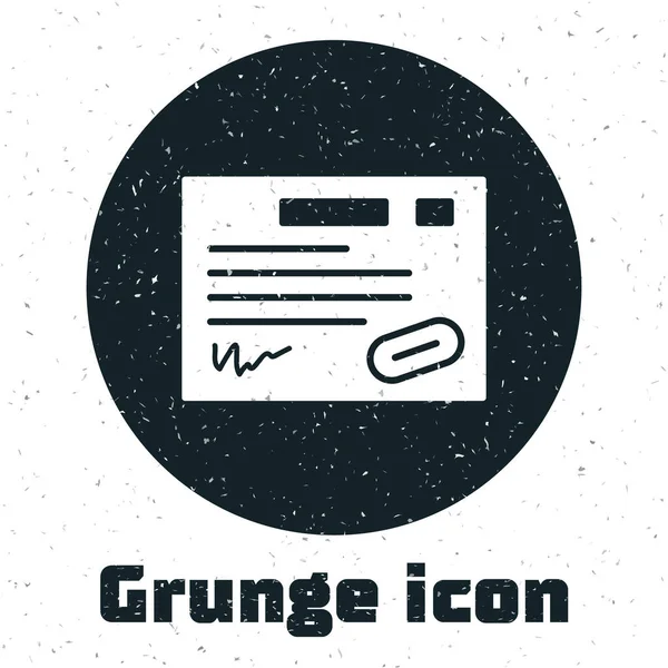 Grunge保证证书模板图标隔离在白色背景上 单色复古绘画 病媒图解 — 图库矢量图片