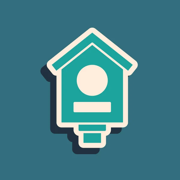 Green Bird House Icon Isolated Green Background Nesting Box Birdhouse — Stock Vector