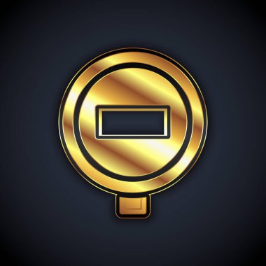 Siyah arkaplanda Gold Stop simgesi izole edildi. Trafik yönetmeliklerine göre dur işareti. Vektör.