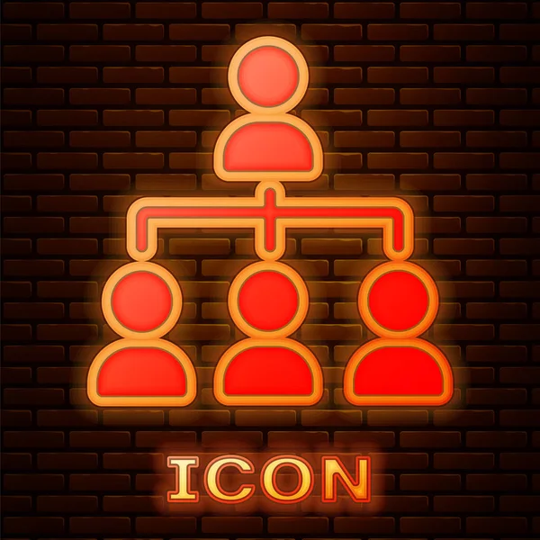 Leuchtende Neon Business Hierarchie Organogramm Diagramm Infografik Symbol Isoliert Auf — Stockvektor