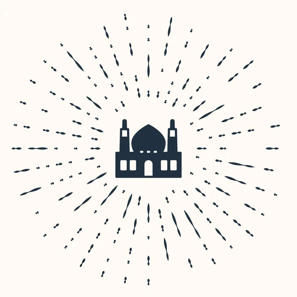 Šedá Muslimská Mešita Ikona Izolované Béžovém Pozadí Abstraktní Kruh Náhodných — Stockový vektor