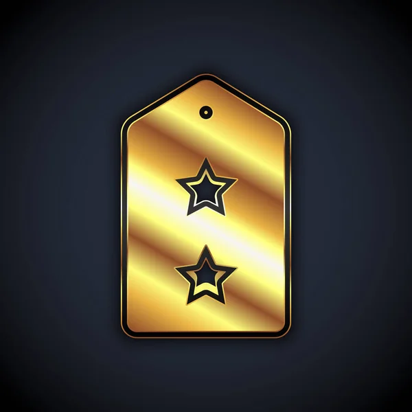 Icona Rango Militare Oro Isolato Sfondo Nero Segno Distintivo Militare — Vettoriale Stock