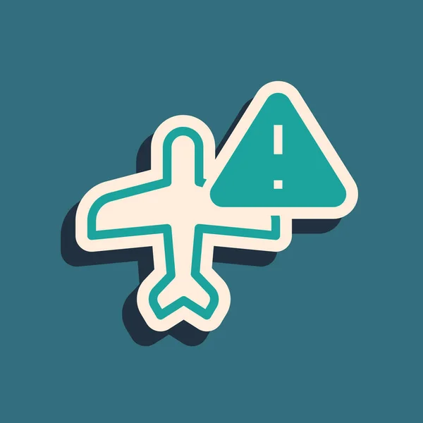 Значок Літака Зелене Попередження Ізольовано Зеленому Тлі Несправний Літак Зона — стоковий вектор