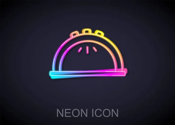 Glödande Neon Linje Manikyr Lampa Ikon Isolerad Svart Bakgrund Lampa — Stock vektor