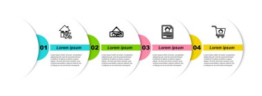 Percant, Hanting tabelası, kontrat ve alışveriş arabası satıldı. Ticari bilgi şablonu. Vektör.