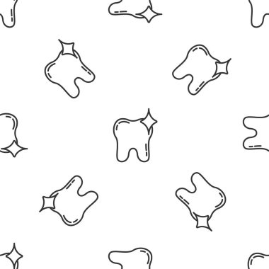 Gri çizgi diş beyazlatma konsepti simgesi beyaz arka planda izole edilmiş pürüzsüz desen. Diş hekimliği kliniği ya da diş hekimliği merkezi için diş sembolü. Vektör.