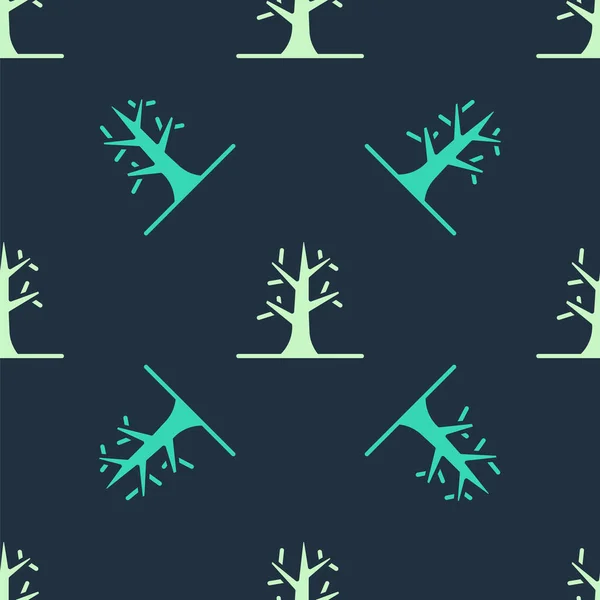 Grön Och Beige Bar Träd Ikon Isolerad Sömlös Mönster Blå — Stock vektor
