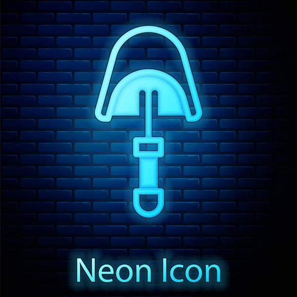 Zářící Neon Patula Ikona Izolované Cihlové Zdi Pozadí Kuchyňská Špachtle — Stockový vektor