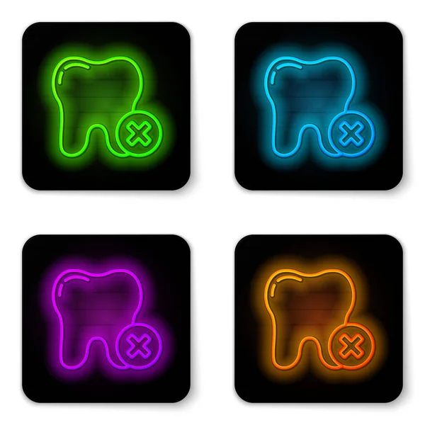 Glowing Neon Line Tooth Caries Icon Isolated White Background Tooth — Stock Vector