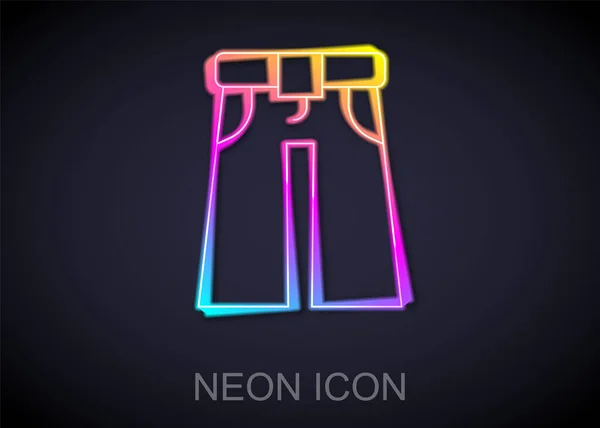 Glödande Neon Line Jeans Bred Ikon Isolerad Svart Bakgrund Vektor — Stock vektor