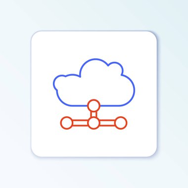 Çizgi Ağı bulut bağlantısı simgesi beyaz arkaplanda izole edildi. Sosyal teknoloji. Bulut hesaplama konsepti. Renkli taslak konsepti. Vektör.