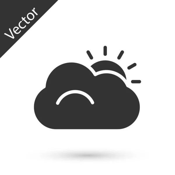 Grey Sun Cloud Weather Icon Isolated White Background Vector Illustration — Stock Vector