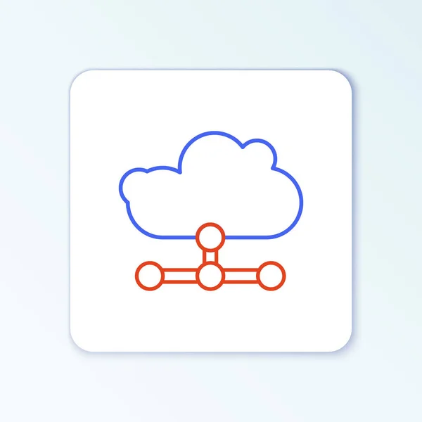 白底上孤立的线网络云图连接图标 社会技术 云计算概念 五彩缤纷的概念 — 图库矢量图片